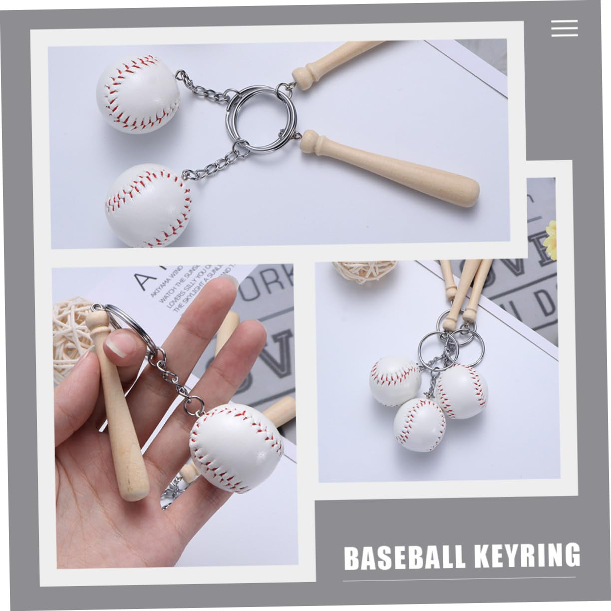 Healeved 16pezzi Portachiavi Forma di Mazza da Baseball Portachiavi per Borsa Souvenir Festa Sportiva Bomboniere Festa Ciondolo Regali