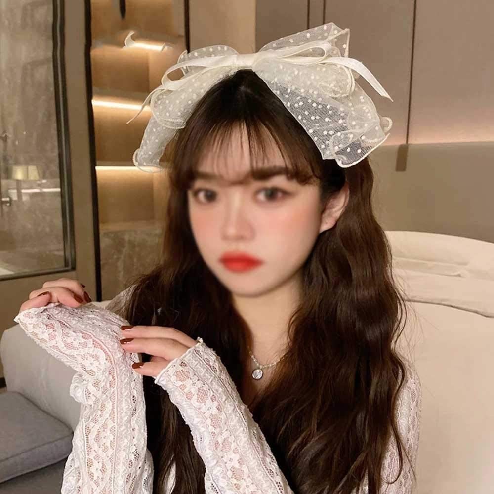1 Pezzi Mesh Bow Headband Ladies Bridal Head Abch Tiara Romantic Ladies Wedding Hair Accessori Hairpin (Color : A)