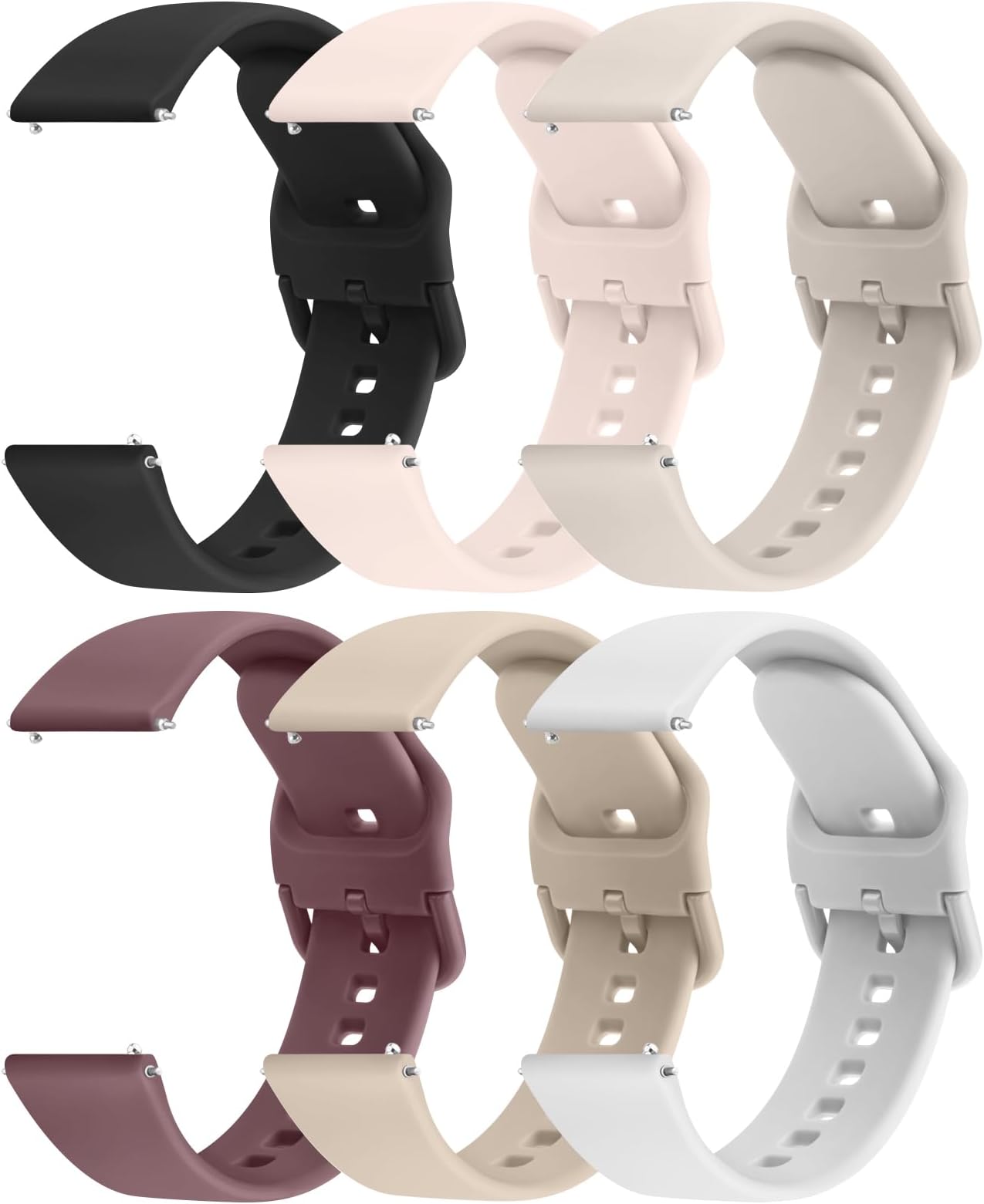 20mm 22mm Watch Bands Quick Release Watch Straps with Color Matched Metal Buckle, Soft Silicone Breathable Replacement Sport Watch Wristbands for Women Men