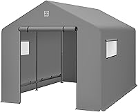 Best Choice Products 10x8ft Gray Outdoor Storage Shed, Metal Frame Carport Canopy with Dual Roll-Up Doors, Weather-Resistant for Bikes, Tools, Motorcycles