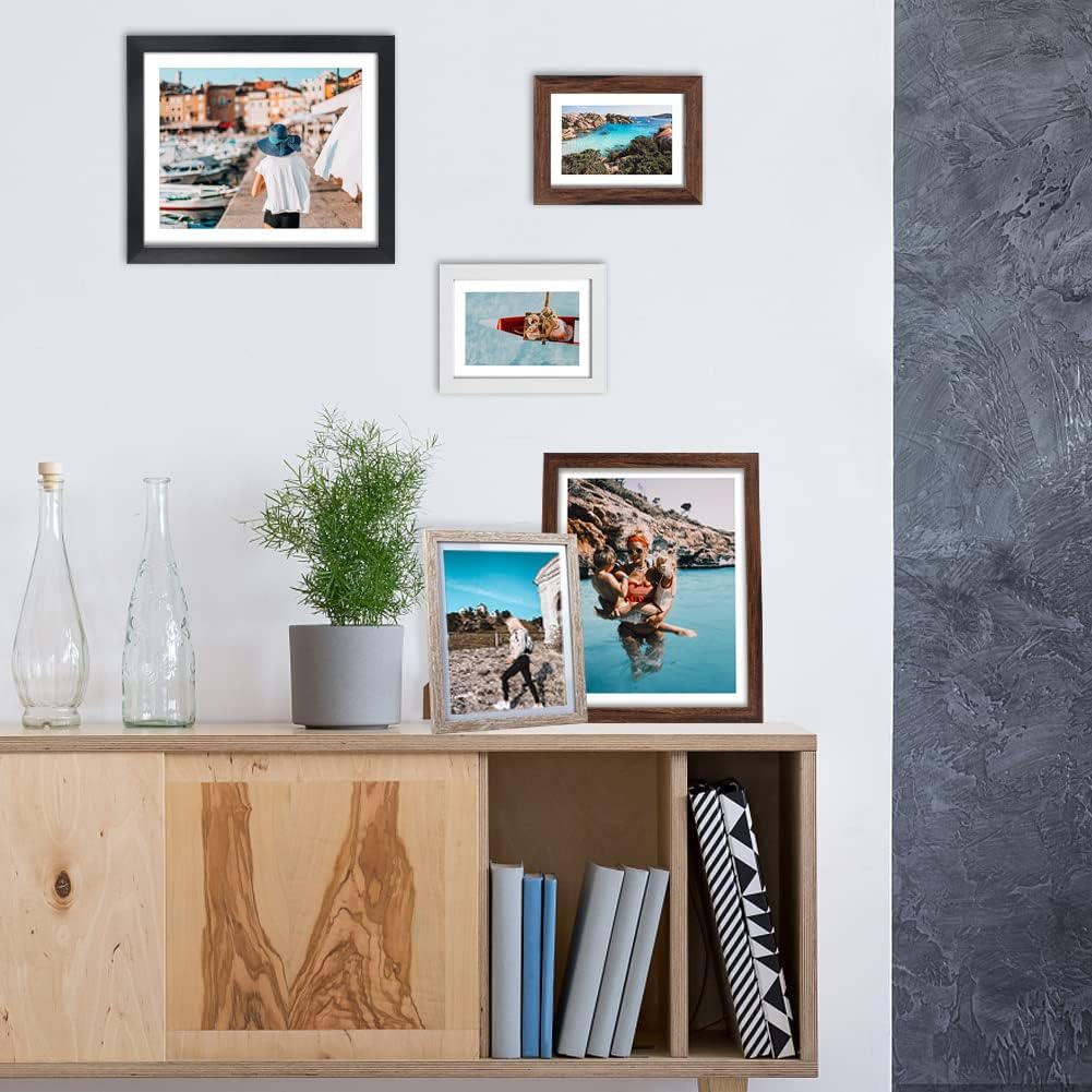 Giftgarden 10er Set Bilderrahmen für mehrere Größen Fotos mit Matte, mehrfarbig