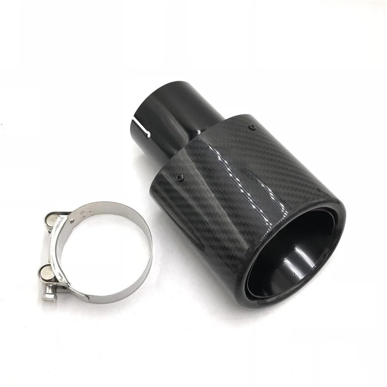 Terminale Tubo Coda 1 pezzo Ovale Inclinato 95 * 115mm Fibra Di Carbonio Auto Scarico Doppi Punte Nero Lucido Acciaio Inossidabile Tubi Marmitta