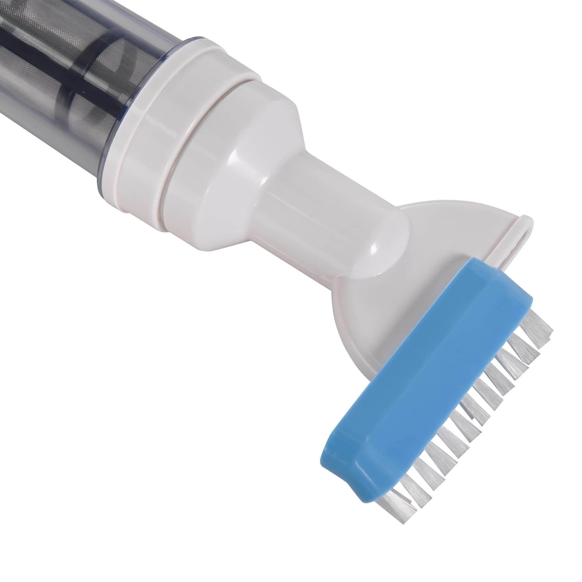 Outsunny Limpiafondos Eléctrico para Piscinas de Aluminio Limpiafondos de Piscinas Manual con Poste Telescópico de 3 Secciones para Estanques Ø6x106-162 cm Azul y Blanco
