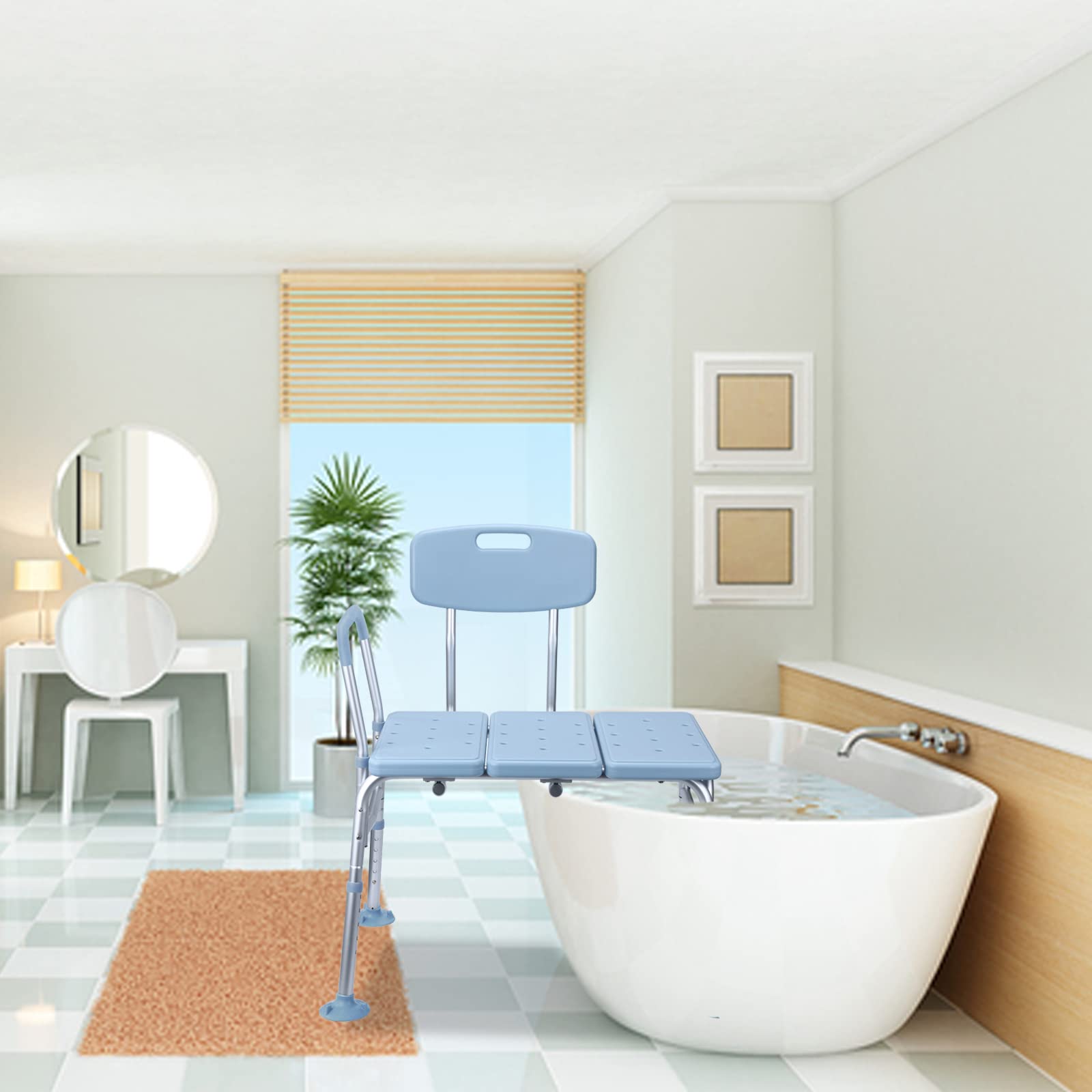 Asiento para bañera con respaldo y reposabrazos, silla de ducha