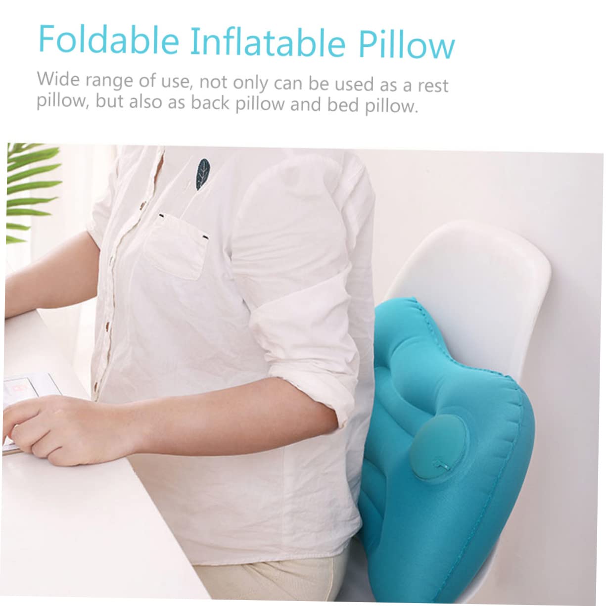 3piezas Almohada Inflable De Viaje Plegable y Ligera Cojín Ergonómico para Acampada y Oficina para Descanso Coche y Senderismo Diseño De Presión para Inflado Rápido