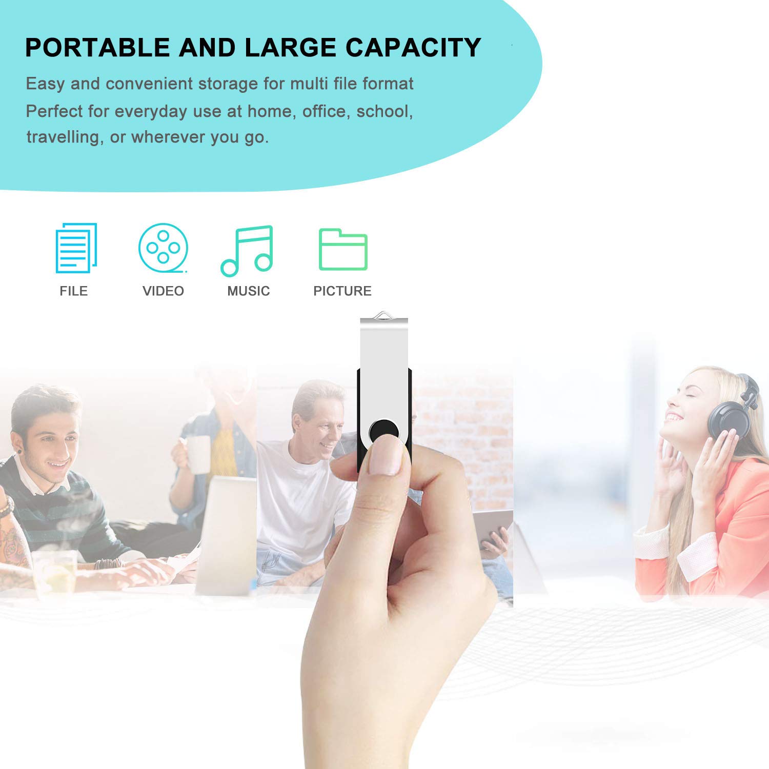 Aiibe Chiavetta USB 3.0 da 32 GB, confezione da 10 unità flash da 32 GB, chiavetta USB 3.0, colore: nero