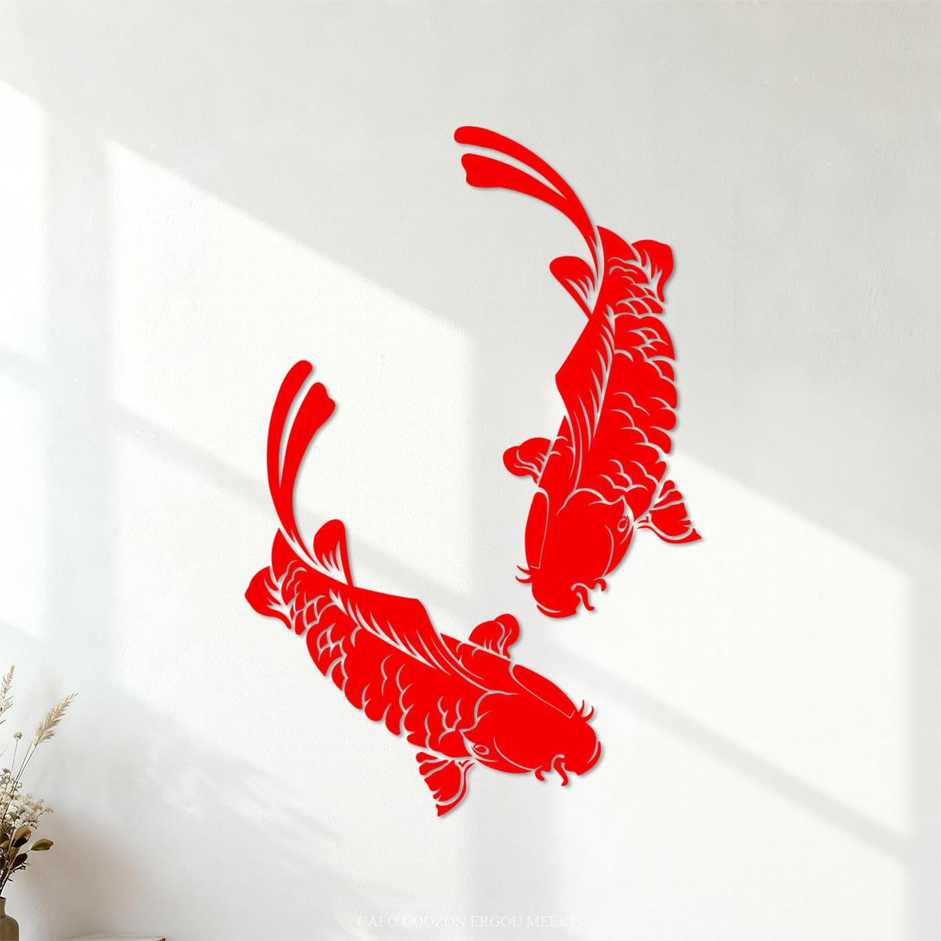 Mural and Wall Vinyl Decal Koi Carp Giant Fish Ocean Sea Animal 54.6x82.6cm Equipped with Transfer Film kit Red