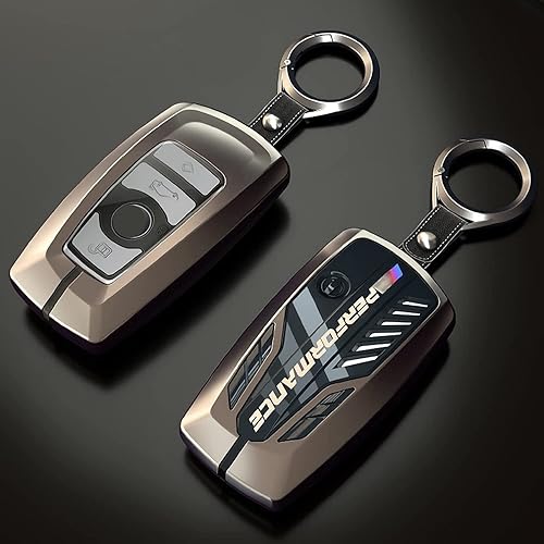 Funda de Llaves de Coche de Aleación con Anillos para BMW Serie 1, 3, 5, 7, 530, F48, X1, X2, X3, X4, X5, X6, Concepto Clásico de Cabeza de Motor