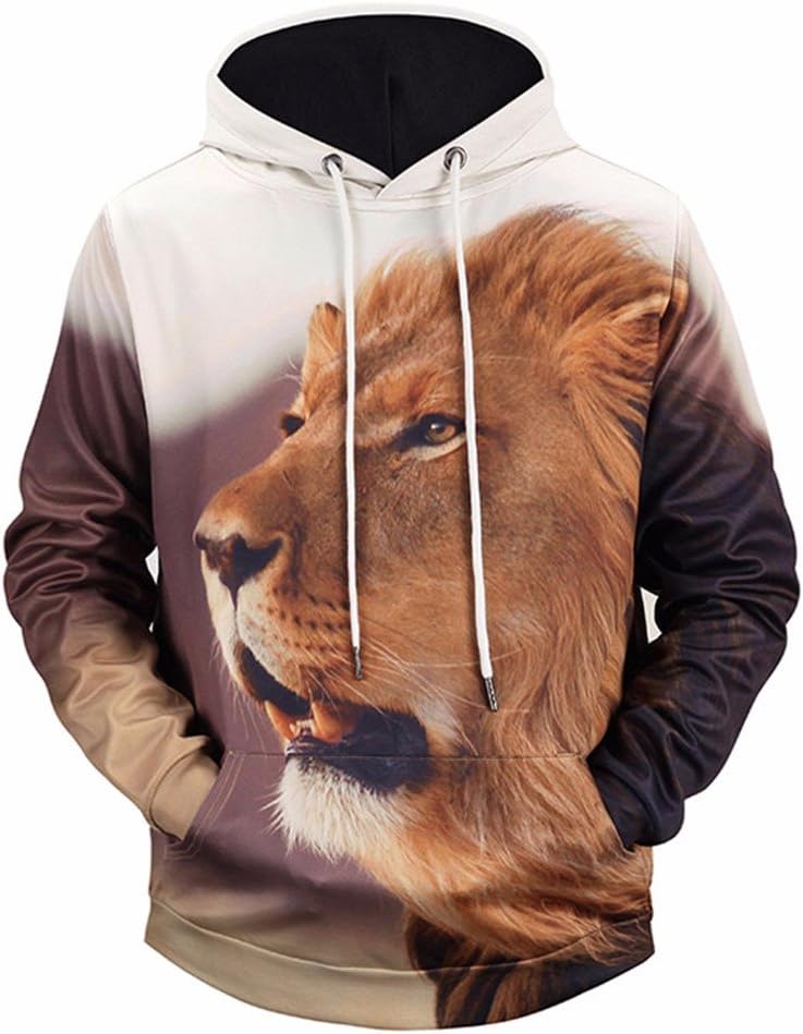 YDYP Animal Printed Hoodies Men/women 3d Sweatshirts Print Mighty Lion Hooded Hoodies Hoody,XXL