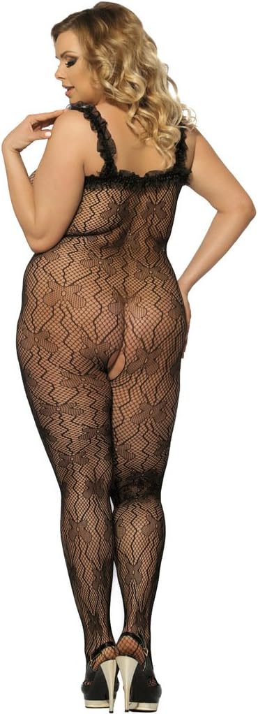 ohyeahlady Women Plus Size Bodystocking Fishnet Strappy Crotchless Bodysuit Body Stockings