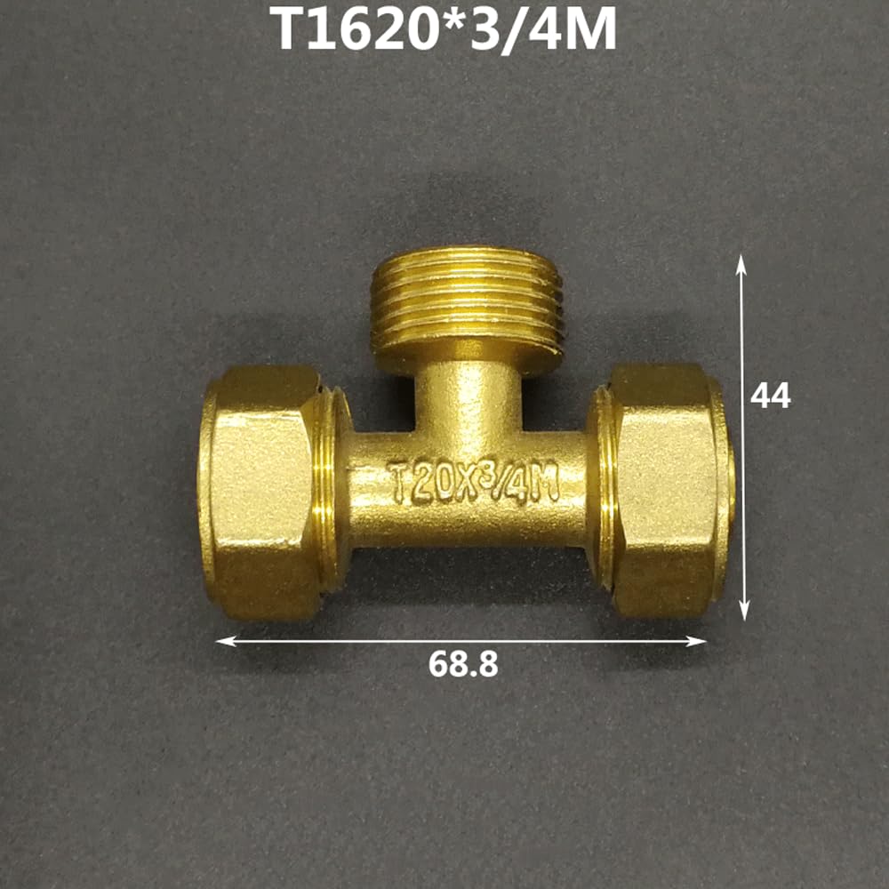 DN15 DN20 DN25 Male/Female Thread Tee Pex Pipe 1216/1418/1620/2025/2632 Fitting Aluminum Pipe Fittings T Type IDGTTLDF(DN20 BSPMx1620)