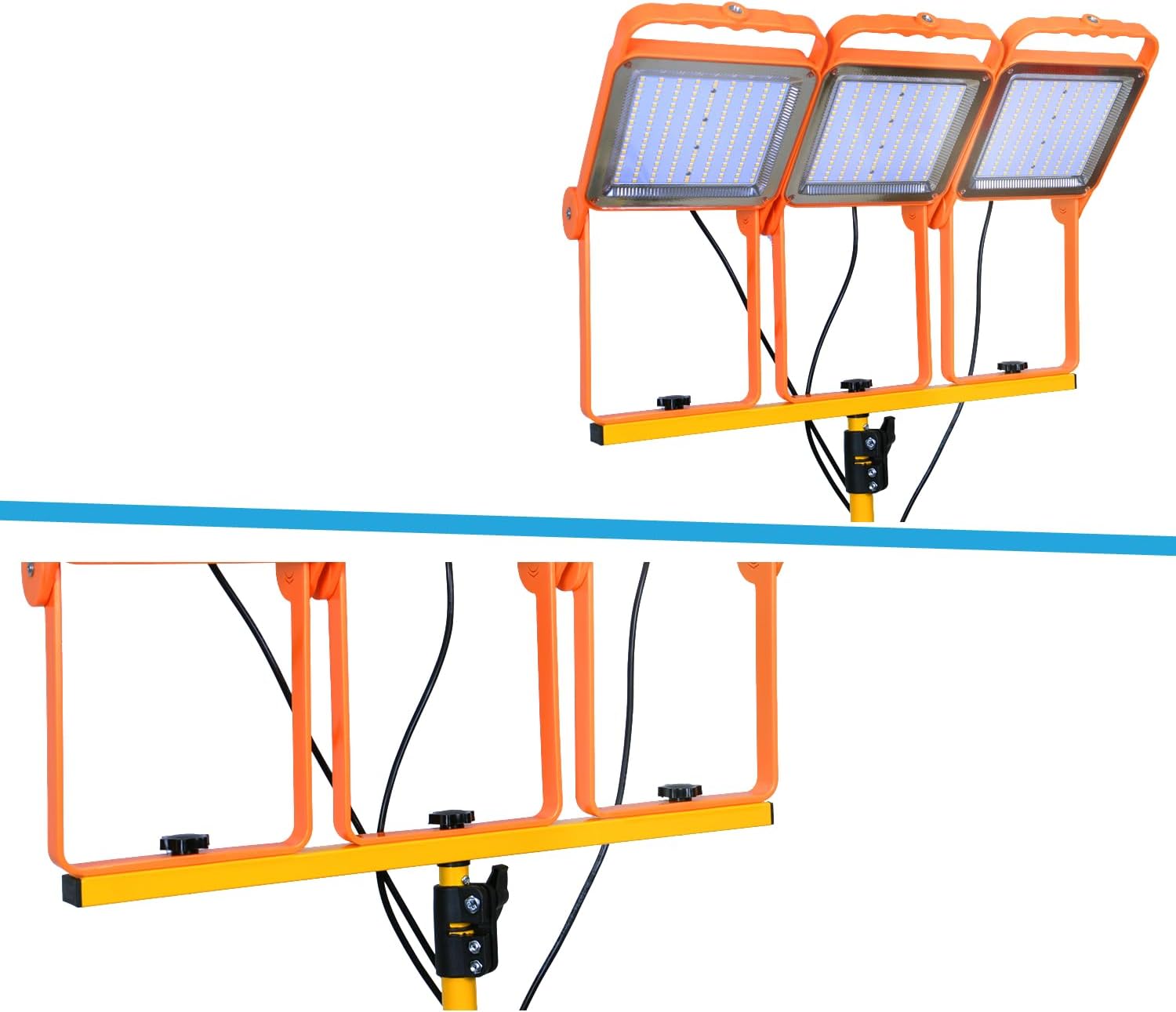 150W LED Portable Work Light with Stand (1500W Equivalent), 24000 Lumens, 5000K Daylight, Adjustable Head, IP65 Waterproof, UL 12FT 18AWG Cord, for Indoor/Outdoor Use – Garage, Construction, Parties