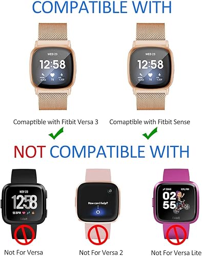 Miniatura 6 de Maxjoy Compatible con correas Fitbit Sense/Versa 3, correa de metal de acero inoxidable Versa3 con funda protectora compatible con reloj Fitbit