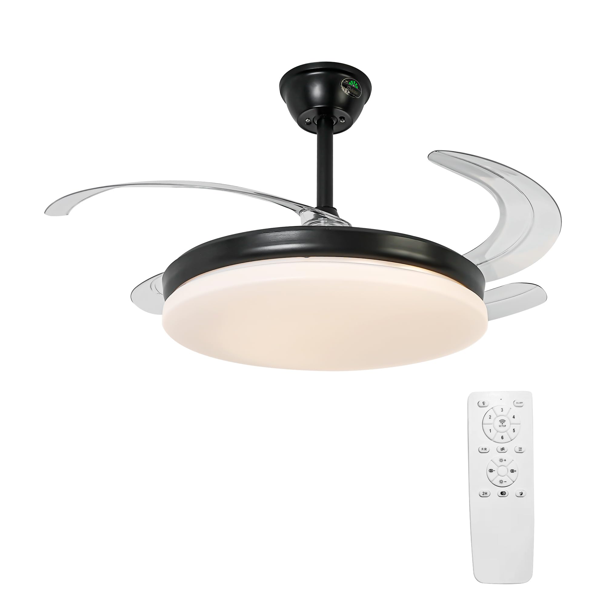 Nettlife Ventilateur De Plafond Avec éclairage Led Et Télécommande - Lampe Plafonnier Moderne, Silencieux, Dimmable, 5 Pales Lumineuses