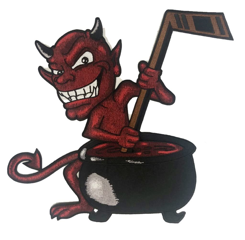 Devil with Cauldron Hockey Jerseys - Pro Jerseys; We Add Your Name and Number (White, Adult Medium)