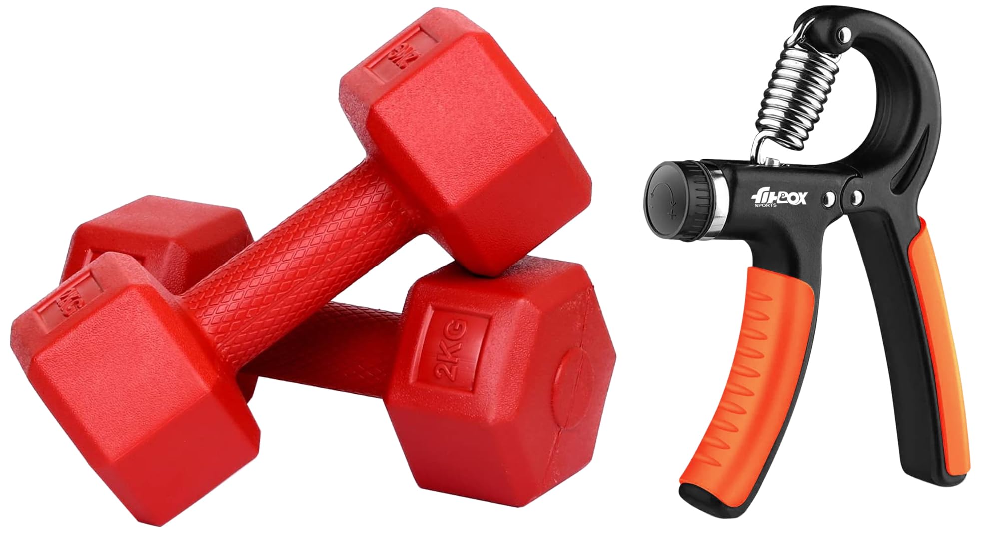 See full amazon price history chart for FitBox Sports 4kg Hexa PVC Dumbbells (2kg x 2) RED & FitBox Sports Adjustable Hand Grip Strengthener (10kg - 40kg) Finger Excerciser, Hand Gripper For Men & Women FitBox Sports 4kg Hexa PVC Dumbbells (2kg x 2) RED & FitBox Sports Adjustable Hand Grip Strengthener (10kg - 40kg) Finger Excerciser, Hand Gripper For Men & Women (B0C99M725T) Amazon Price History, Amazon Price Tracker