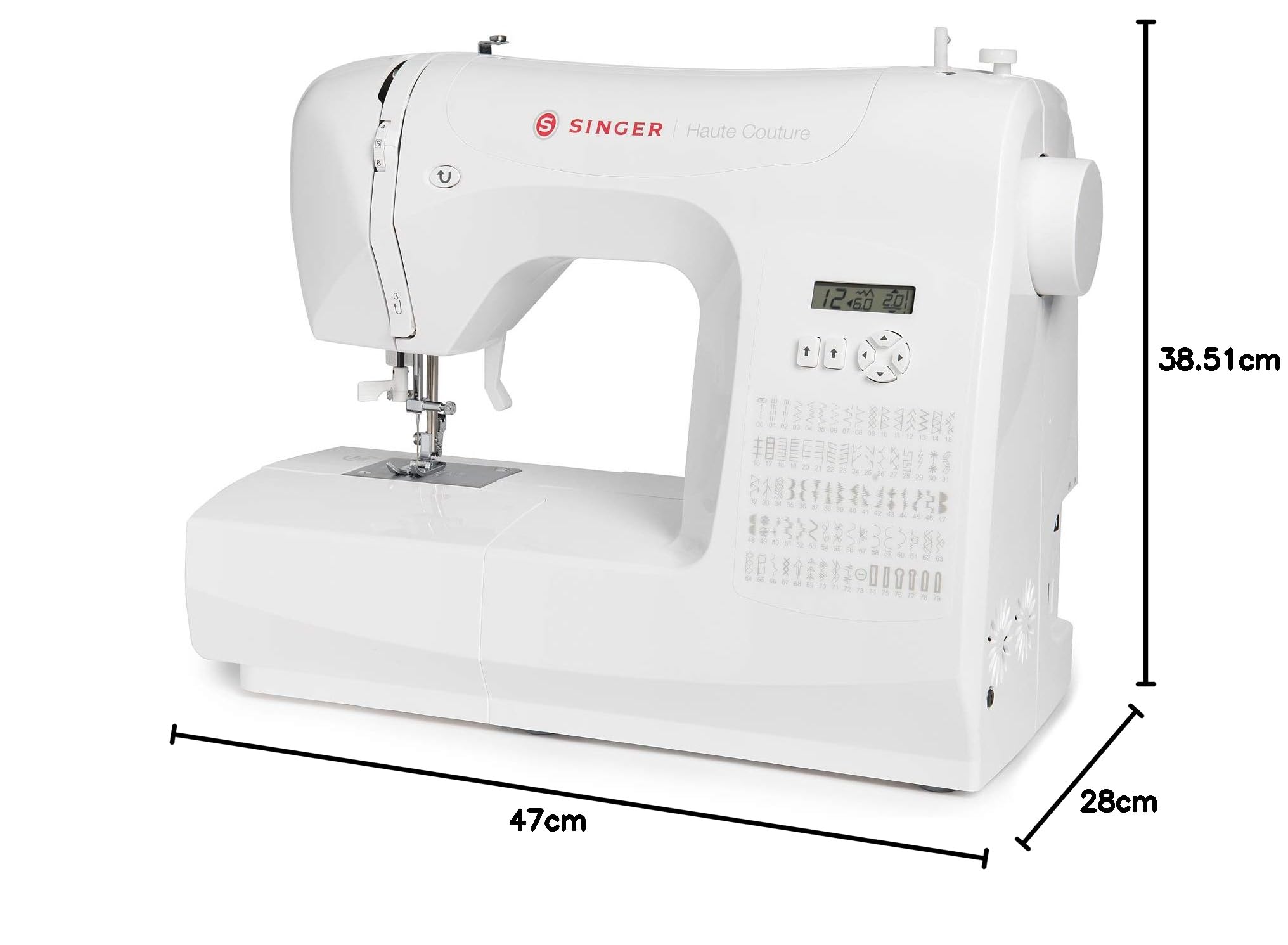 Singer Haute Couture (Alta Moda) Macchina da Cucire Elettronica Edizione Esclusiva, 80 Punti di Cucitura, Cucitrice Portatile Elettrica Professionale Automatica, 6 asole automatiche in 1 passaggio
