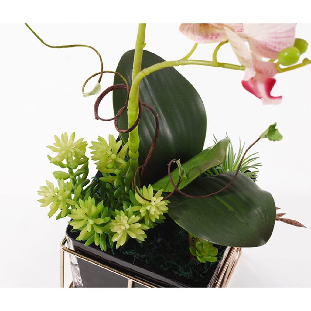 Künstliche Blumen in Glasvase, künstliche Orchideen (Phalaenopsis), künstliche Sträuße für die Tischdekoration zu Hause, Partys, realistische Blumen