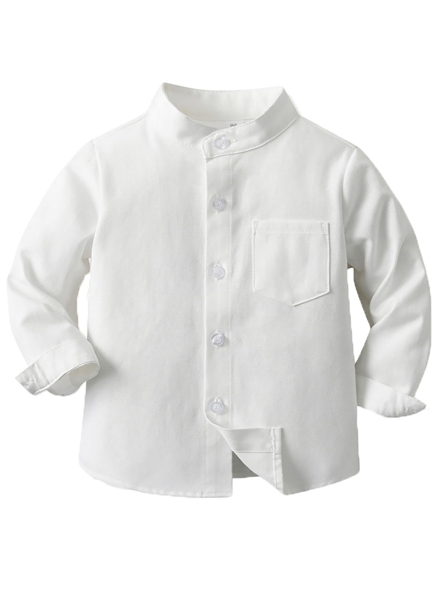 Hedmy Camisa de Manga Larga para Bebés Niño Camisa Vestir de Caballero de Algodón Sólido con Cuello Alto Camisa de Informal