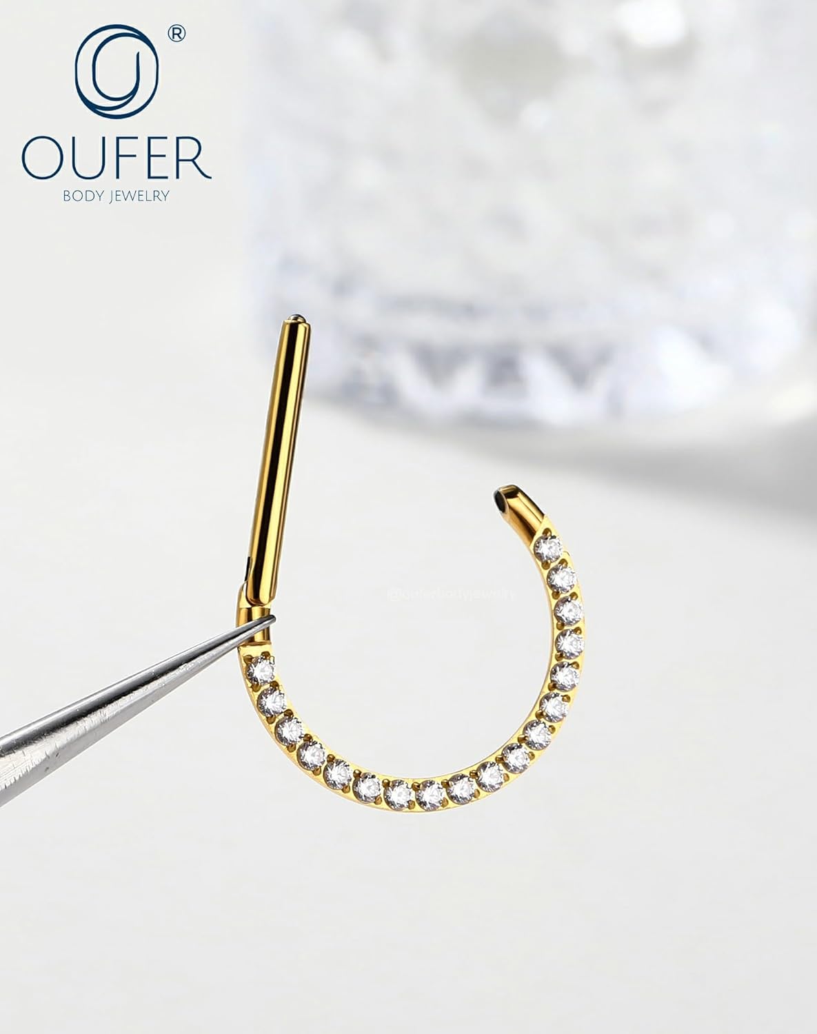 OUFER G23 Titanium Nipple Rings, D Shape Shield Nipple Piercing Jewelry, 14G Clicker Septum Daith Body Piercing Jewelry for Women Men - Image 4