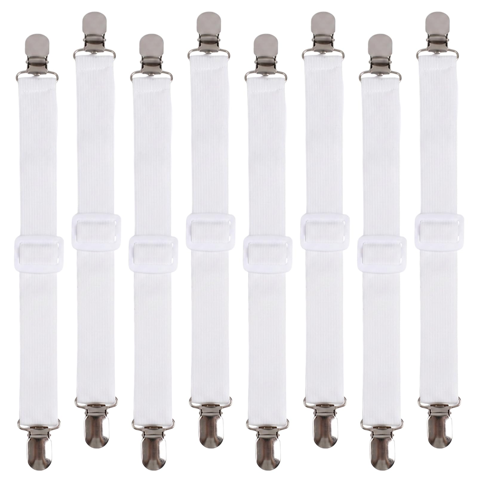 Liravonte 8PCS Bed Sheet Clips, Adjustable Bed Sheet Straps, 50cm to 120cm Elastic Fitted Bed Sheet Grippers, Sheet Clips for Bedding Mattress Covers Fitted Bed Sheet Grippers to Keep Sheets in Place