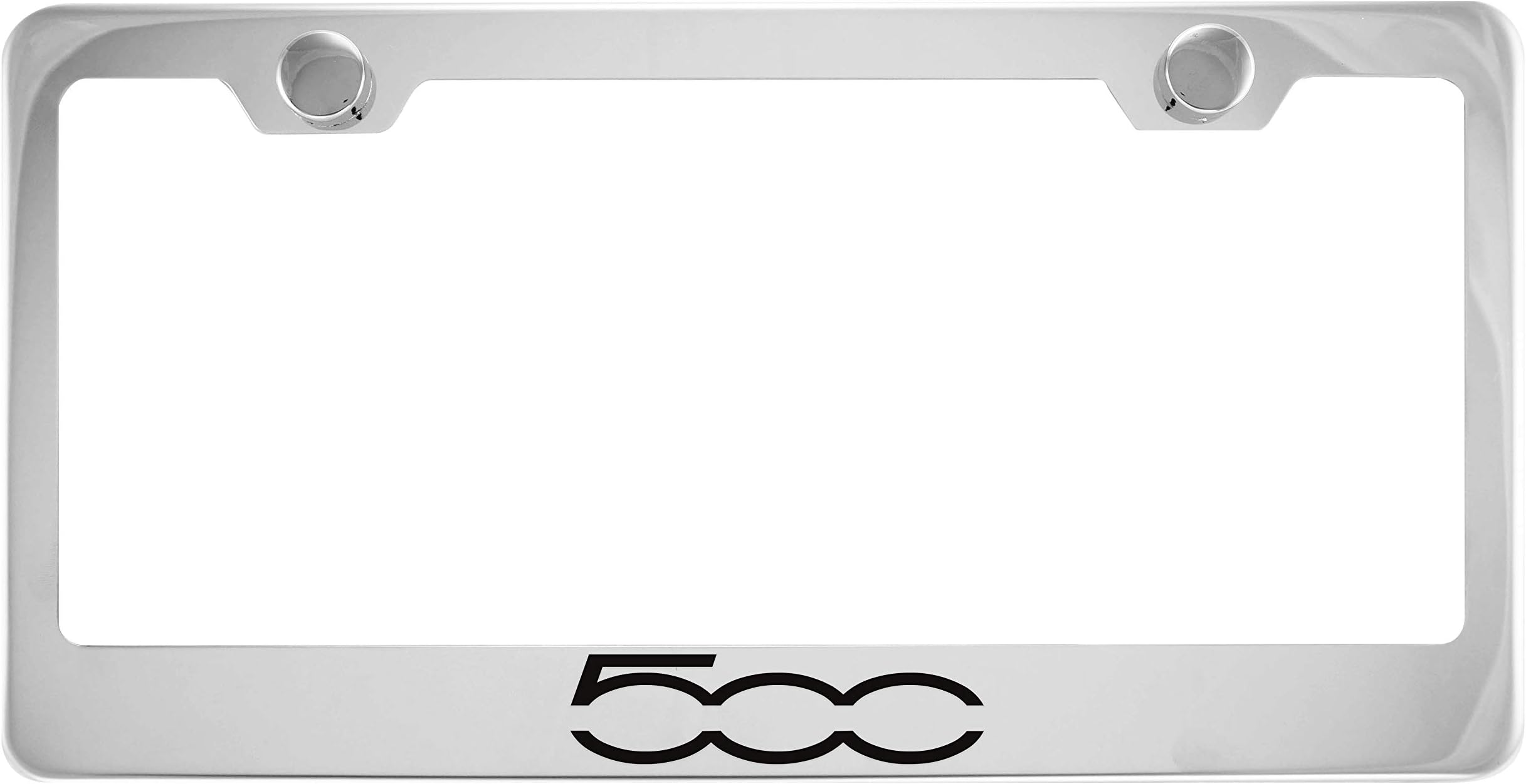 Fit Fiat 500 Chrome License Plate Frame with Cap (Stainless Steel)