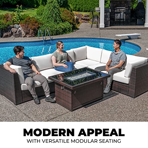 Outland Living Sunshine Coast 2Nd Edition Patio Wicker Aluminum Frame L-Shape Large Sofa, All Weather Outdoor Hdpe Wicker Garden Backyard Conversation Furniture With Weather-Resistant Cushions, Brown #TOP4