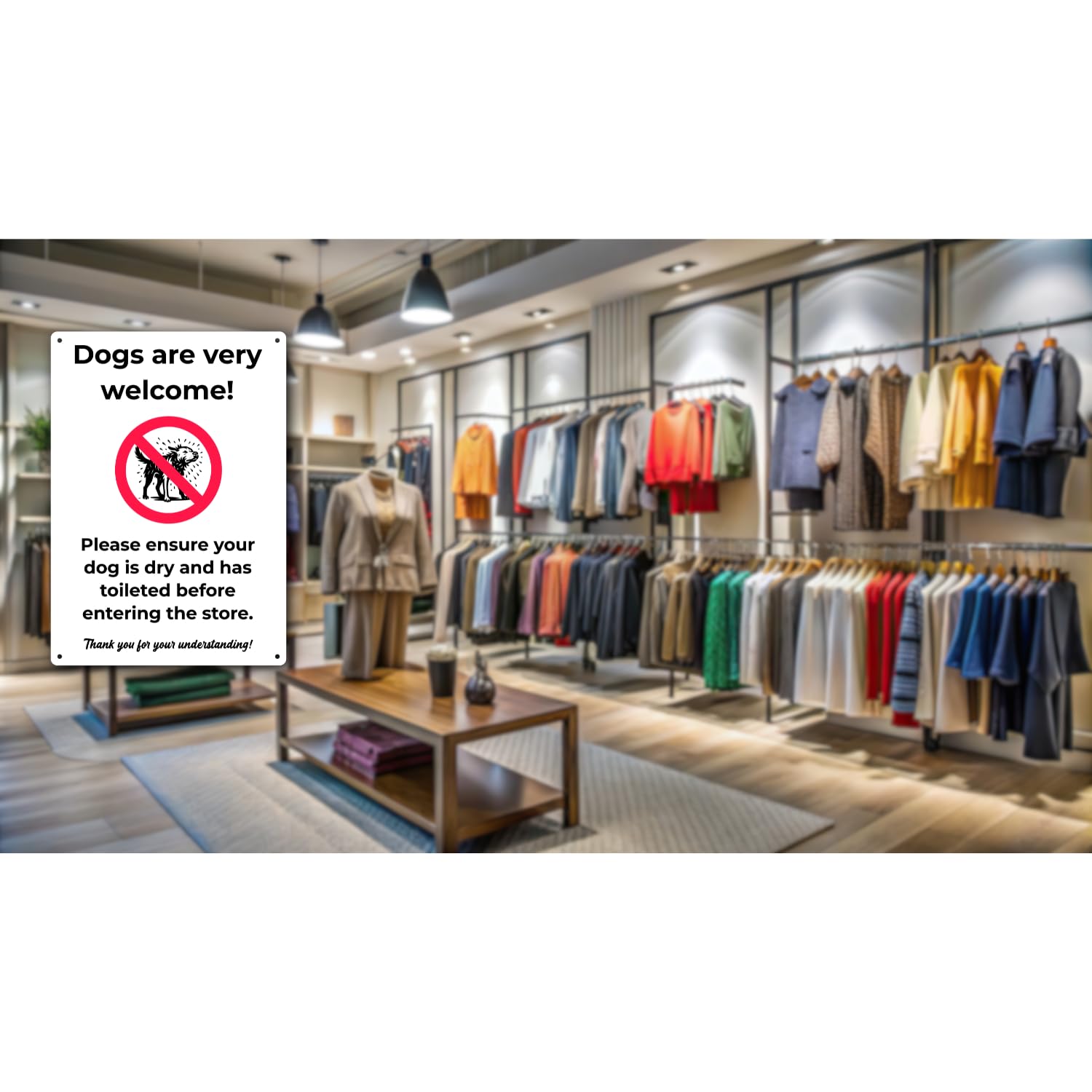 Dogs Are Very Welcome Sign, “Please Ensure Your Dog Is Dry & Has Toileted”, A4 (210×297 mm), 3 mm Aluminium Composite - Image 3