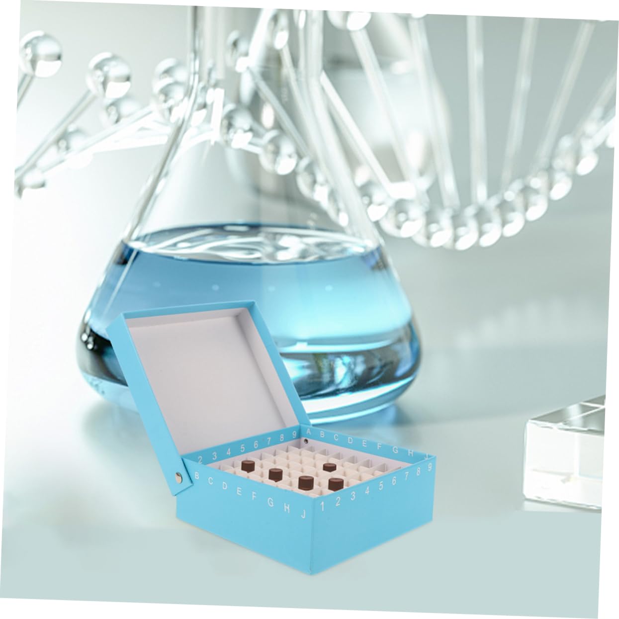Scatola Porta Provette Centrifuga per Congelatore 2 Pezzi in Carta e Plastico Design Multi Griglia e Coperchio Collegato per Esperimenti di Laboratorio