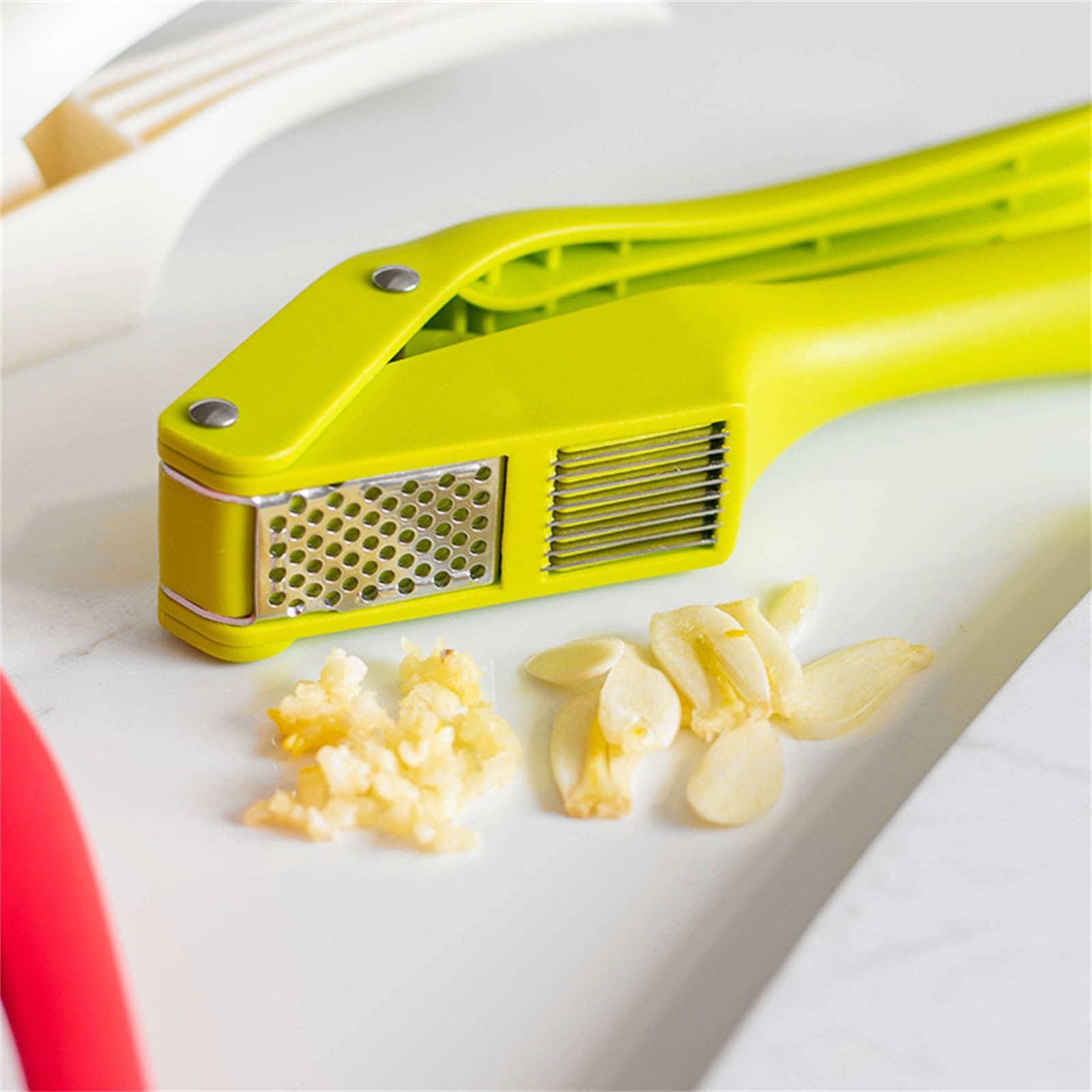 ArinkO Easy-Clean Knoblauchpresse: Knoblauch mühelos zerdrücken und zerkleinern – leuchtendes Grün, 19 cm Länge