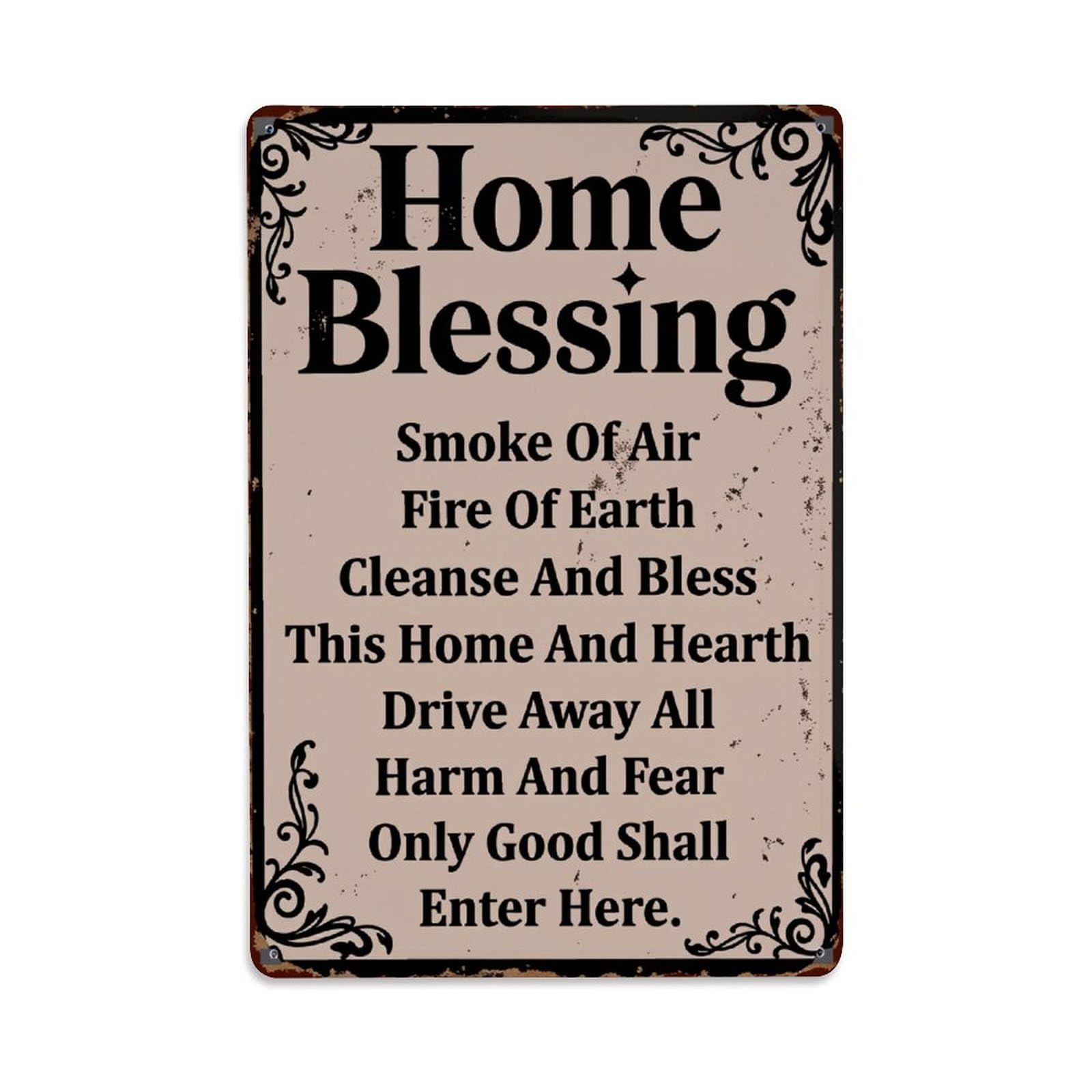 Home Blessing Smoke Fire Cleanse Vintage Tin Sign Retro Metal Wall Decor Metal Poster, Home Bar Garage Farmhouse Cafe Wall Art Decoration 8x12Inches