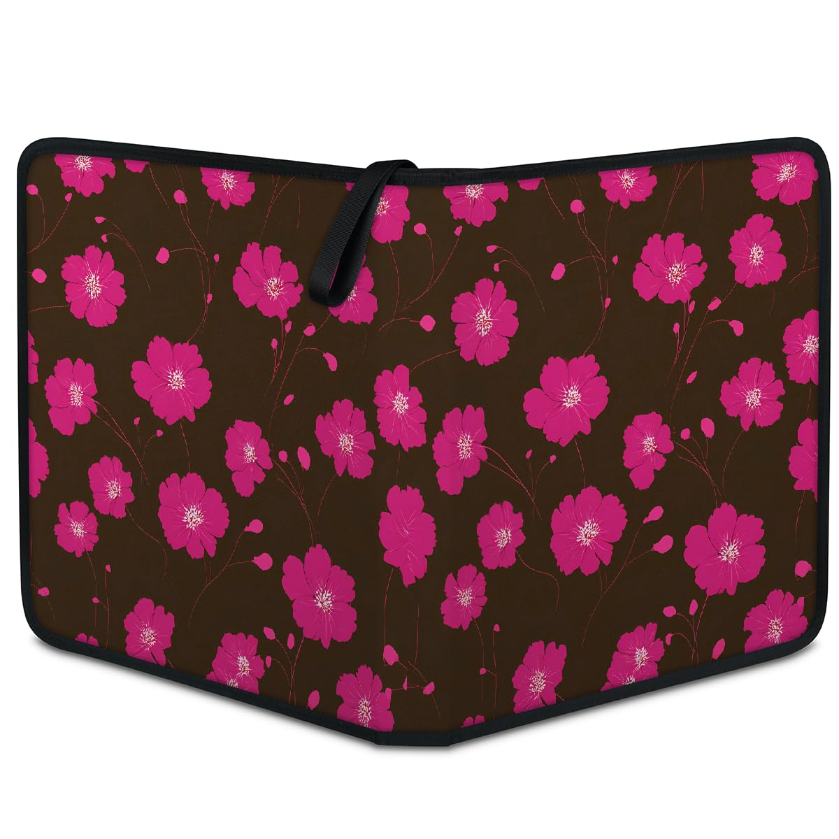 Mexpekil Raccoglitore di carte rosa acceso con fiori primaverili, 9 tasche con 50 pagine a caricamento laterale, cartellina per 900 carte con cerniera, impermeabile, porta carte