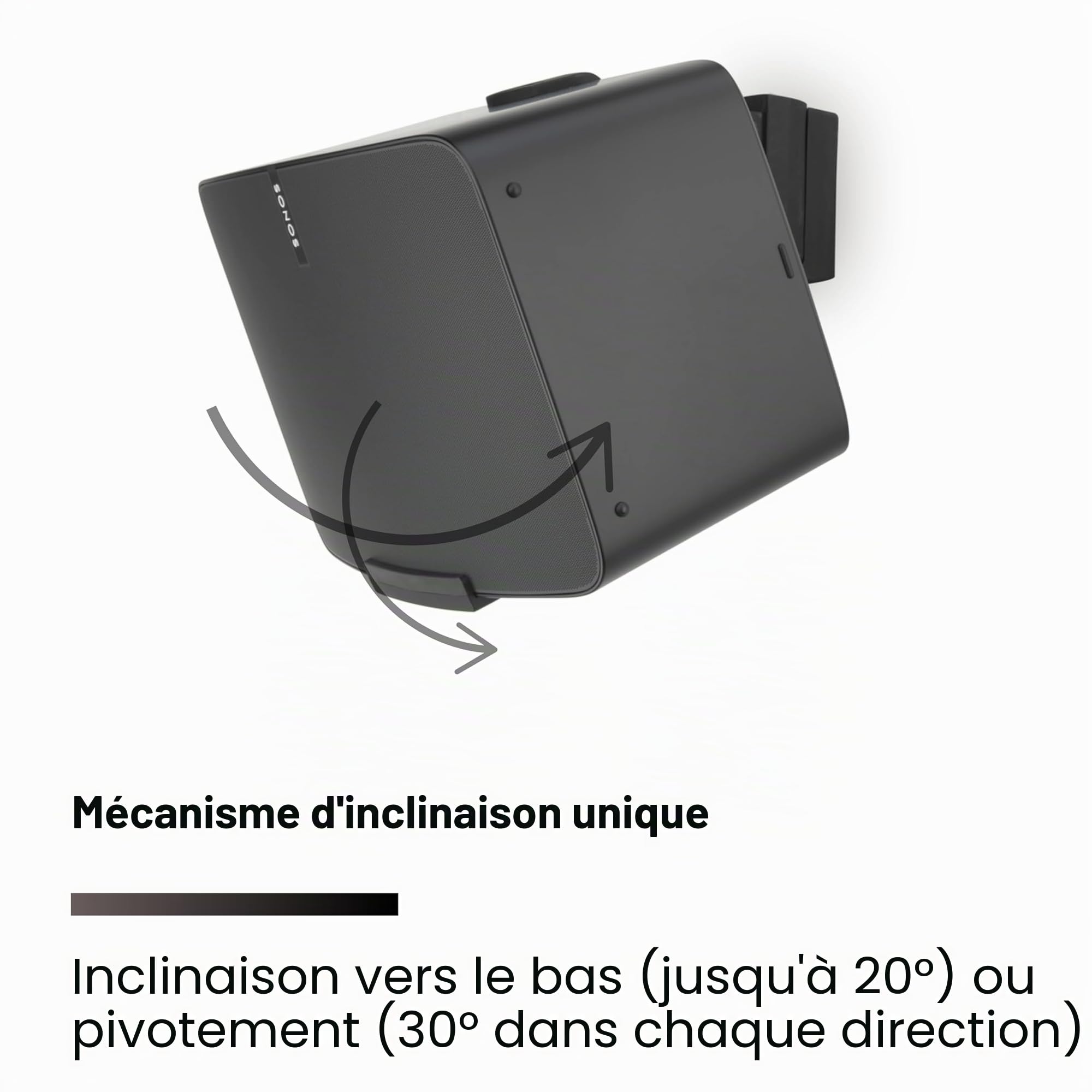 Flexson Support Mural Horizontal pour Sonos Five et Play:5 - Noir