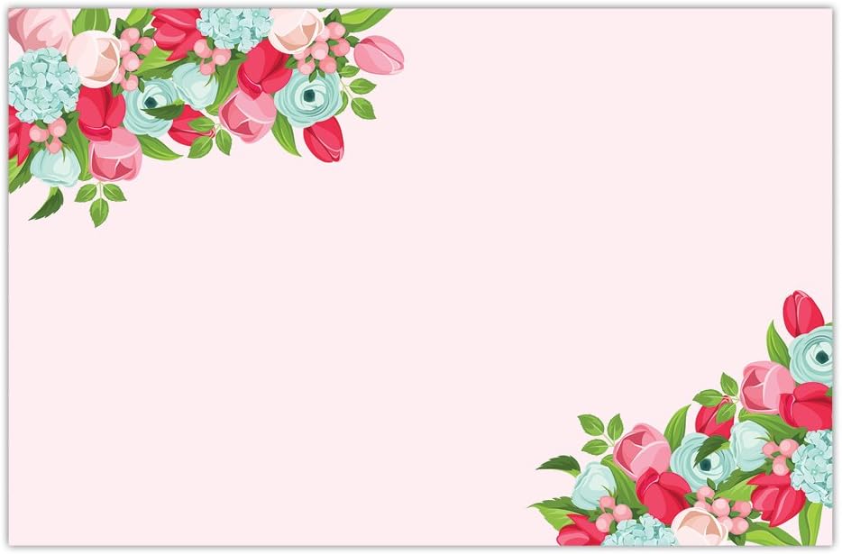 Pink Blue Bloom Roses Paper Placemats - Elegant Floral Design, Perfect for Modern Dining, Bridal Showers, Boho Wedding Decor, Chic Outdoor Table Settings, Durable 17x11 Inch Size, Set of 25