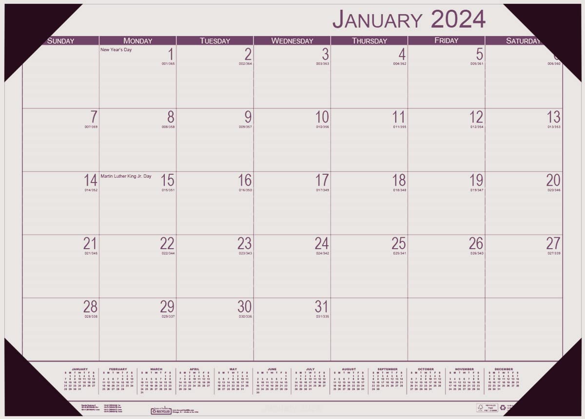 House of Doolittle 2024 Monthly Desk Pad Calendar, EcoTones, Rose Paper, 22 x 17 Inches, January - December (HOD12470-24)