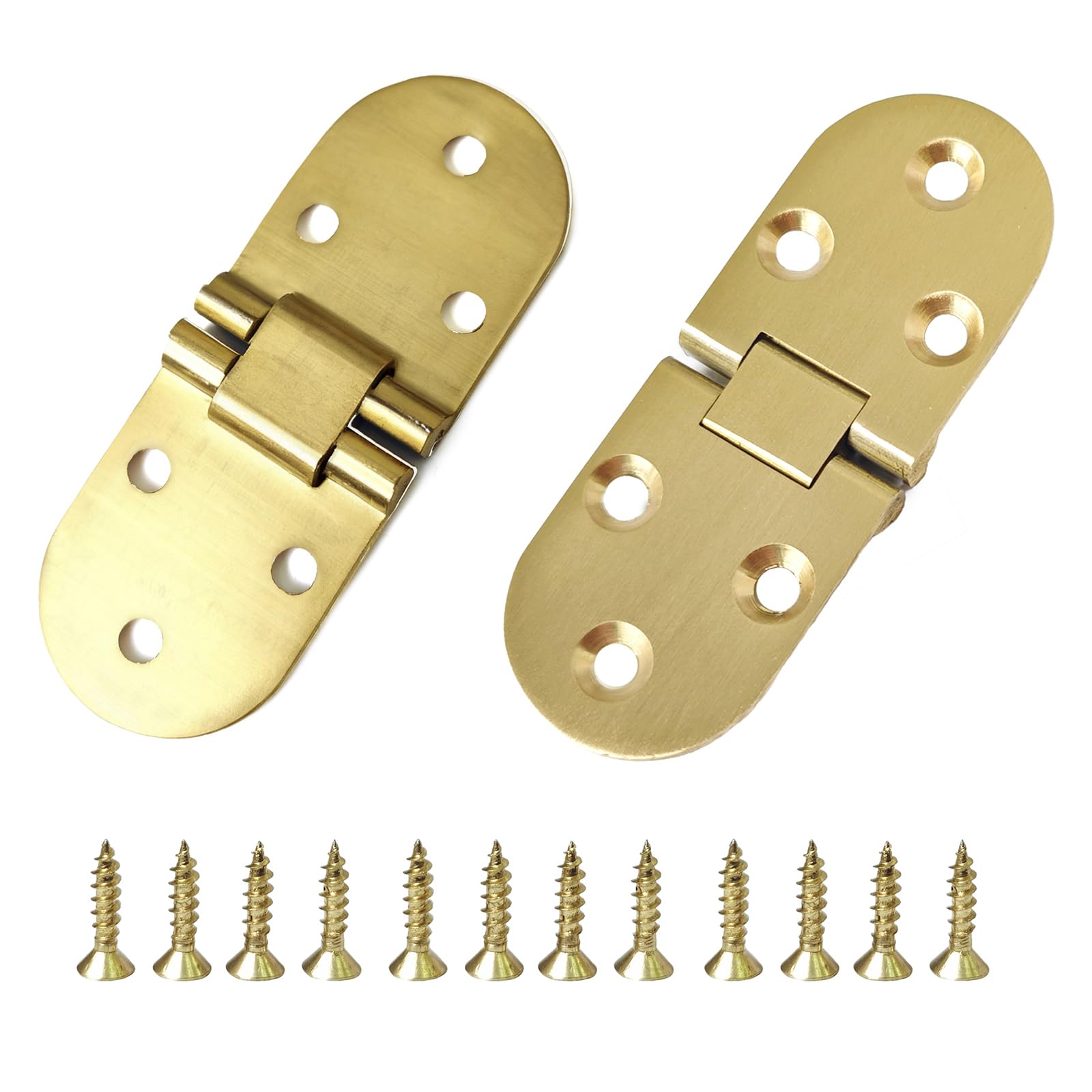 Naner 2 Pack 1 Pair (80mm x 30mm) Brass Flap Hinges Table Folding Flip Top Hinge,Brass Butler Tray Hinges Flip Concealed Furniture Hardware