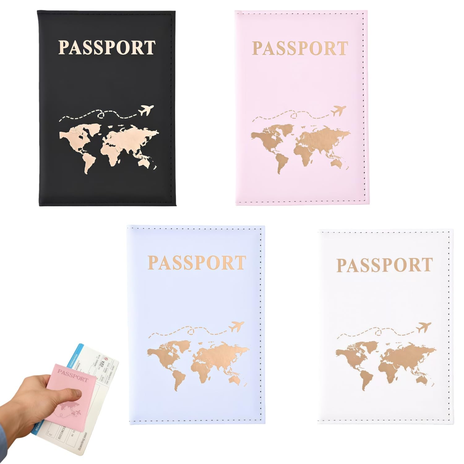 Zpeiran 4 Pack PU Leather Passport Holder,Passport Book Holders Travel Wallet for Passport, Boarding Pass,Credit Cards & Tickets Men & Women