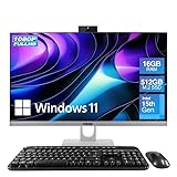 23.8' Full HD All in One PC Desktop Computer (Dec 2025 Release) - 16GB RAM, 512GB SSD, Windows 11, Intel 15th Gen Quad-Core CPU, HDMI, USB 3.0 - AIO PC with Wireless Keyboard, Mouse, 3MP Web Camera