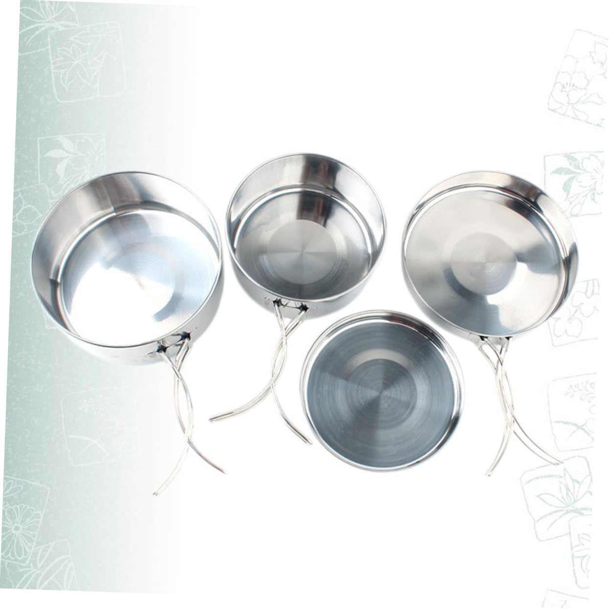 4pezzi Pentole Pieghevoli in Acciaio Inossidabile Pentole Portatili per Campeggio all Aperto Utensili da Cucina Combinati Accessori da Campeggio per Escursionismo