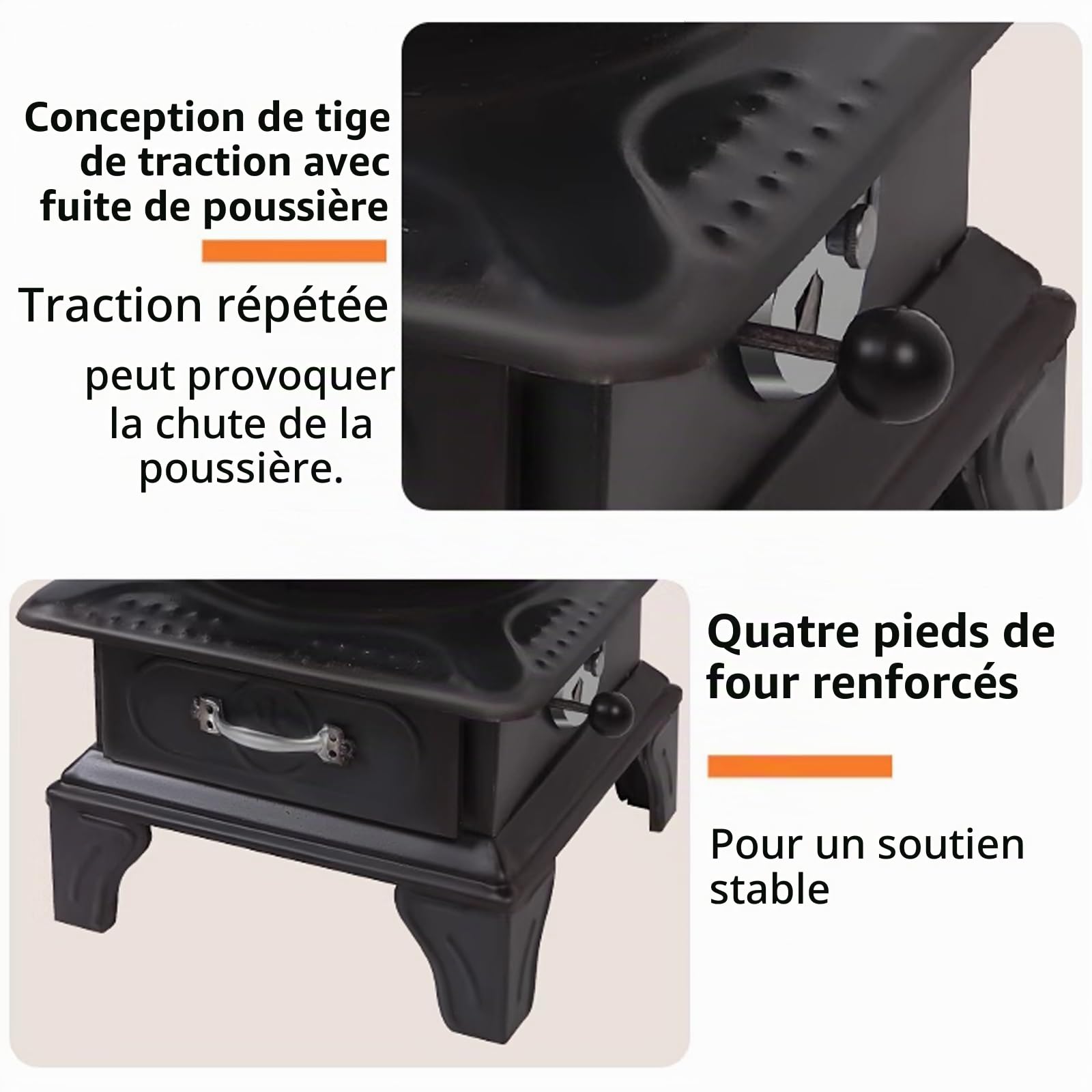 Mini Poele a Bois en Fonte Construction en Fonte avec Hublots D'observation Cuisiniere a Bois Grand Foyer Sans Fumée Convient pour la Cuisson et le Chauffage au Quotidien(A)