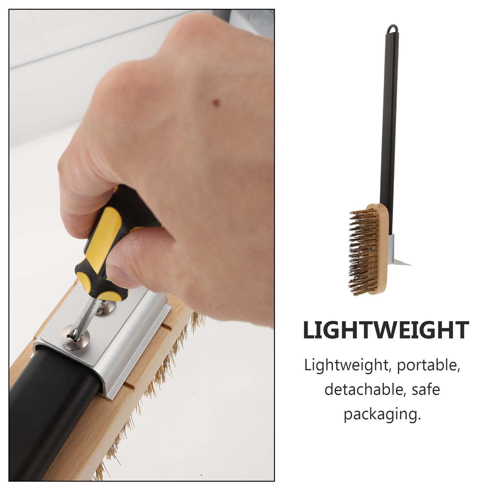 Brosse de Nettoyage pour Poêle en Cuivre 40cm, Noir