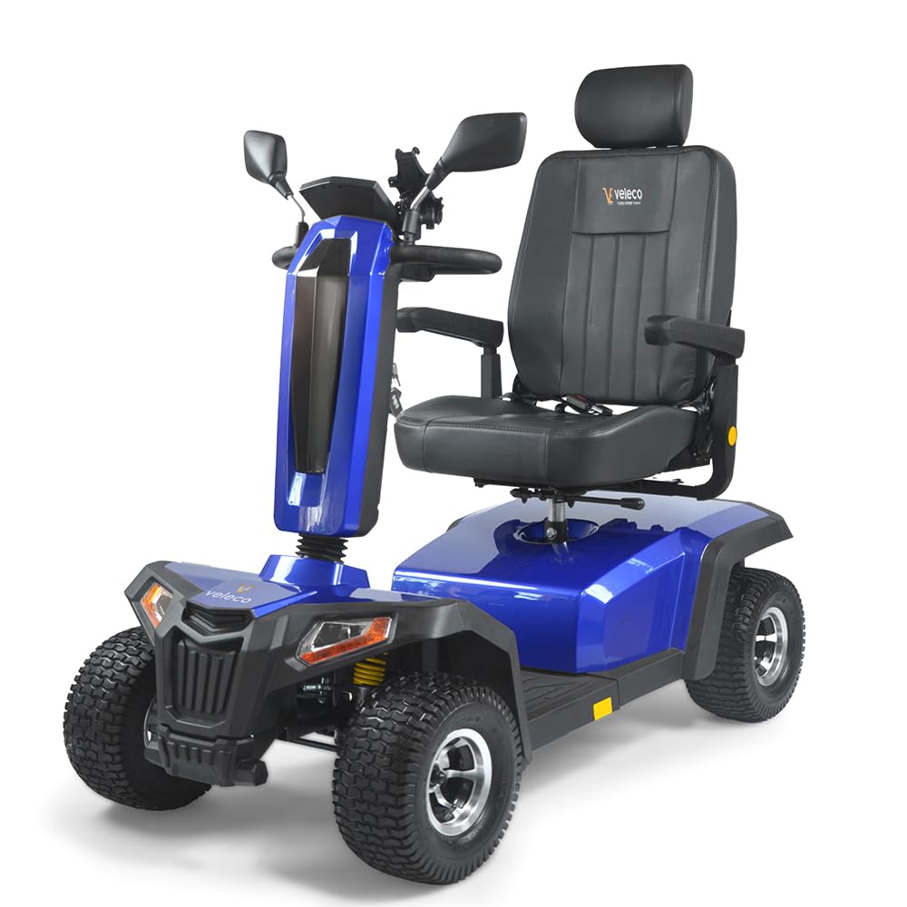 VELECO SHARPY PRO – Vehículo de cuatro ruedas con motor potente y batería de larga duración, equipado con neumáticos grandes (Azul)