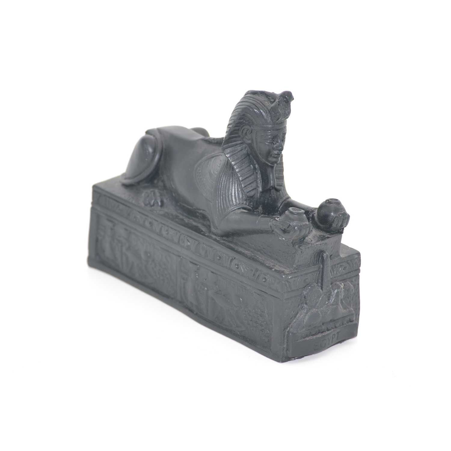Sphinx en pierre naturelle fait main, statuette égyptienne de collection 16 x 14 cm
