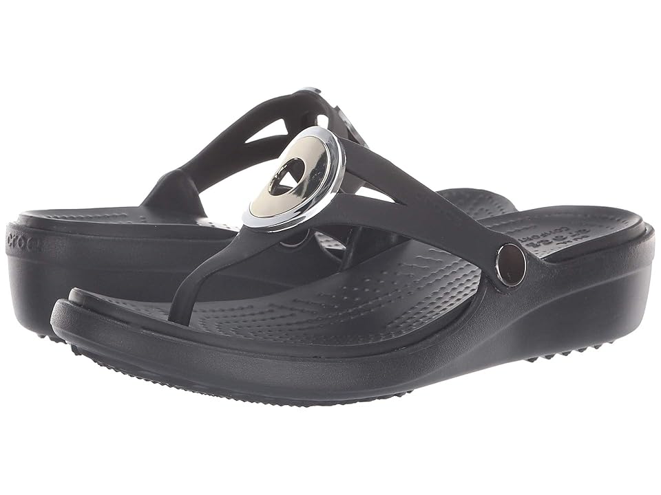 

Crocs Sanrah Metal Block Wedge Flip (Multi Metal/Black) Women's Wedge Shoes