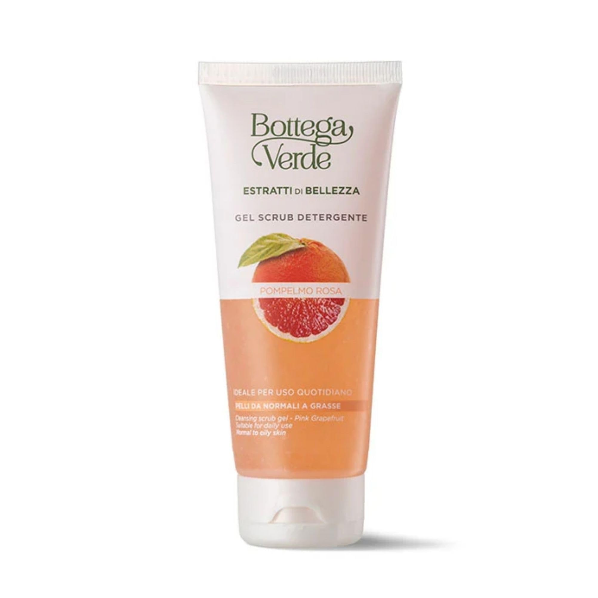 Bottega Verde - Estratti di Bellezza, Gel Scrub Detergente, 100 ml, con Pompelmo Rosa, Trattamento Esfoliante e Purificante per Pelli Normali e Grasse, Uso Quotidiano