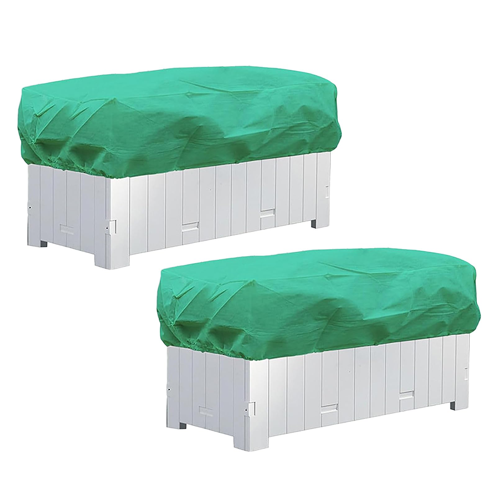 HFEHSKJ 2 Pcs Winter Plant Covers Freeze Protection, Rectangular Planter Box Plant Covers, Plant Frost Blanket with Drawstring, Planter Frost Covers Bags for Balcony Plant Flower (Green
