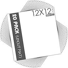 Mat Board Center, Pack of 20 12x12 Uncut Photo Mats, White Backing Boards - for Photos, Prints, Frames and More