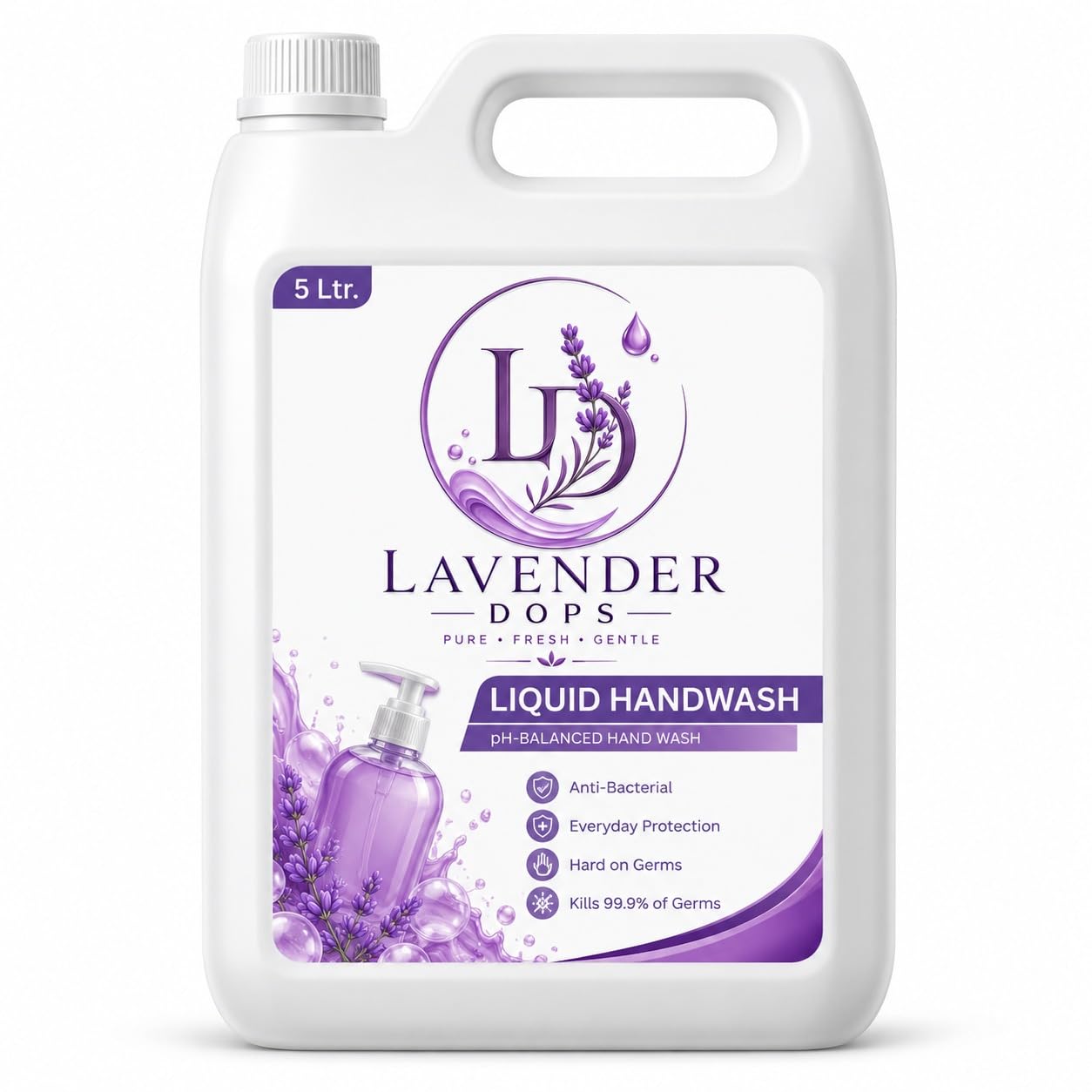 Lavender Dops Liquid Hand Wash, pH-Balanced, 5 Litre | Kills 99.9% of Germs, Rich & Creamy Lather, Moisturises & Softens, Lavender Fragrance, Whole Family-image-34
