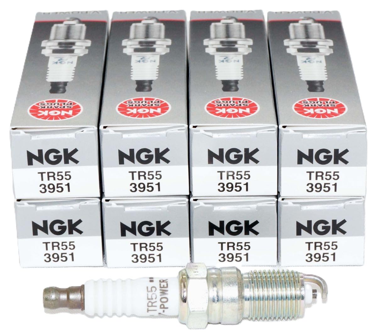 NGK 3951 Pack of 8 Motorcycle Copper Spark Plugs (TR55)