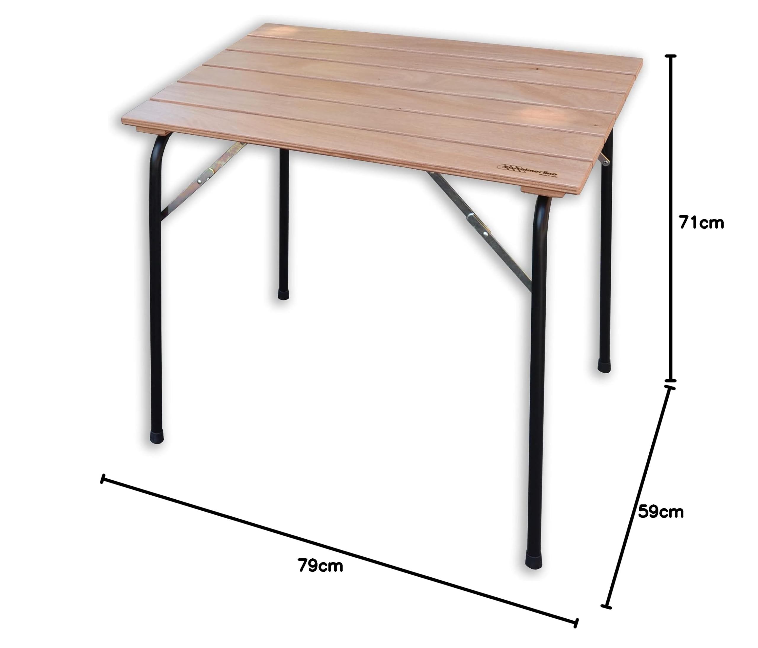 CASTELMERLINO Tavolo gambe pieghevoli Outdoor camping terrazzo piano in Compensato Marino di Okumè cm 80 x 60, Multicolore